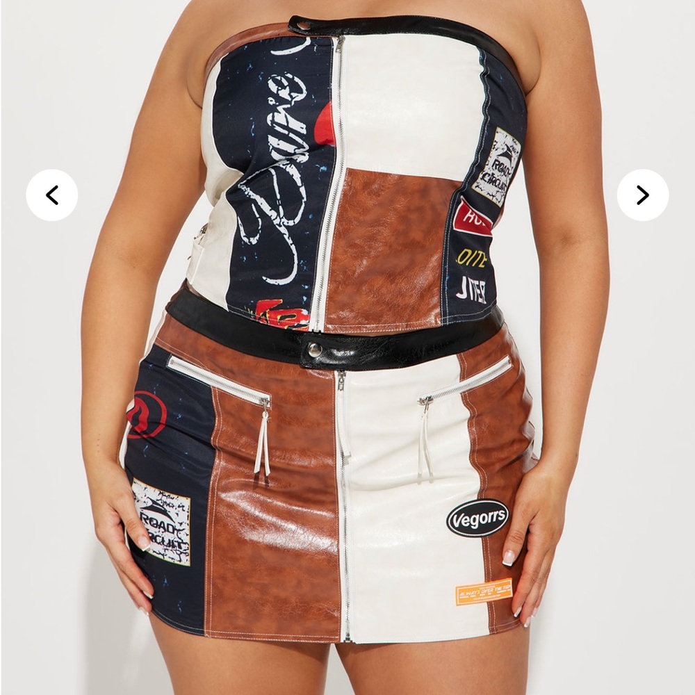 NWT Fashion Nova Over The Top Faux Leather Skirt Set - Picture 3 of 7